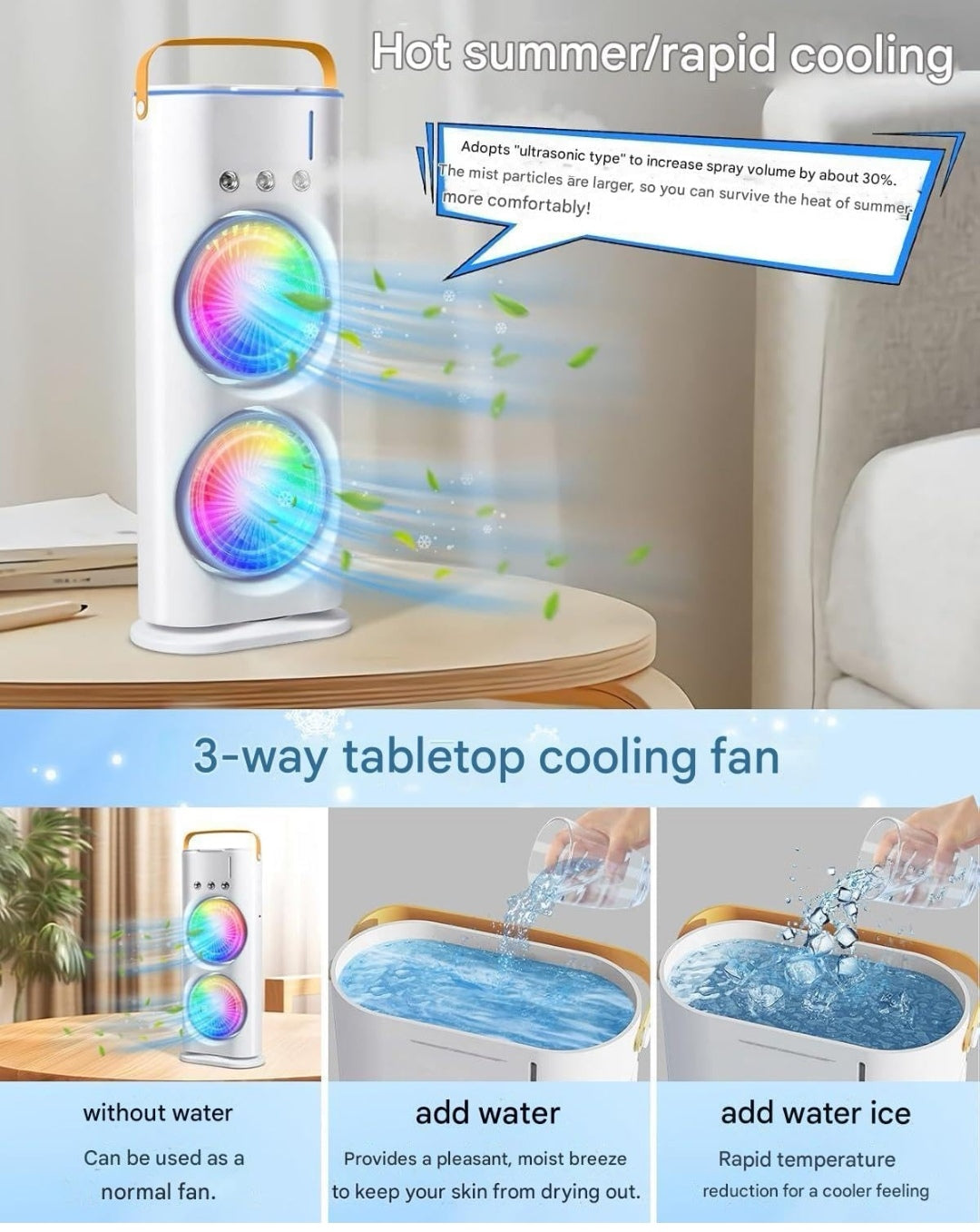 2025 New Oumffy 4000mAh Double Ended Spray Fan, Cold Air Fan