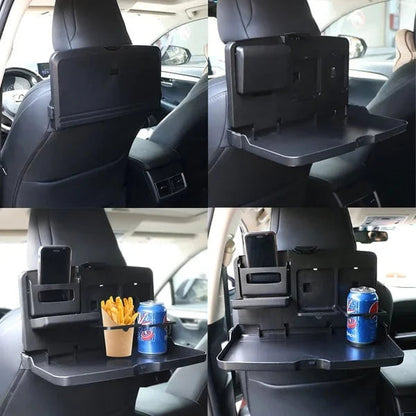 Car Backseat Food Travel Dining Meal & Snack Tray & Cup Holder for All Cars (Black) - 1 Piece