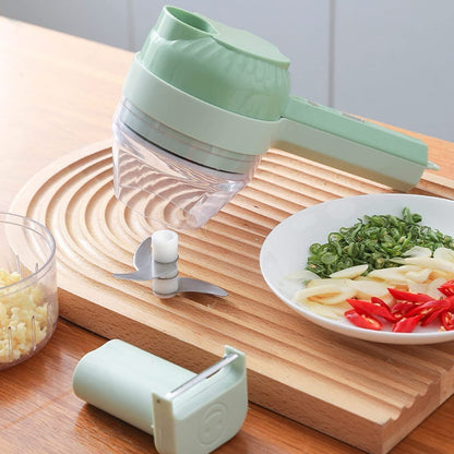 4-in-1 Electric Vegetable Cutter - Multi-Function Food Processor, Chopper, Garlic Masher, and Slicer - Mini Kitchen Cutter (1 PCS)