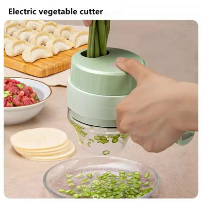 4-in-1 Electric Vegetable Cutter - Multi-Function Food Processor, Chopper, Garlic Masher, and Slicer - Mini Kitchen Cutter (1 PCS)