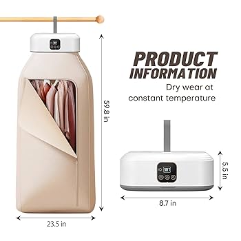 Electric Cloth Warmer - Portable Cloth Warming Machine for Home, Warming Bag, and Towel Rack - Automatic Wet Clothing Air Warmer,White,Acrylonitrile Butadiene Styrene Dryer